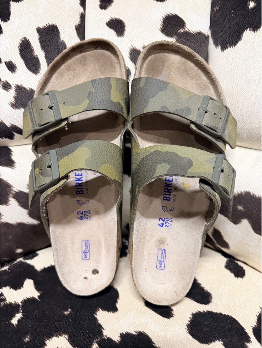 Birkenstock Camouflage Two-Strap Sandals Size 42